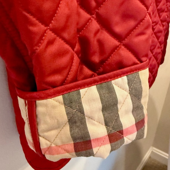 Burberry Quilted Jacket Red Classic Nova Plaid Check Lining Size XL - Picture 3 of 13